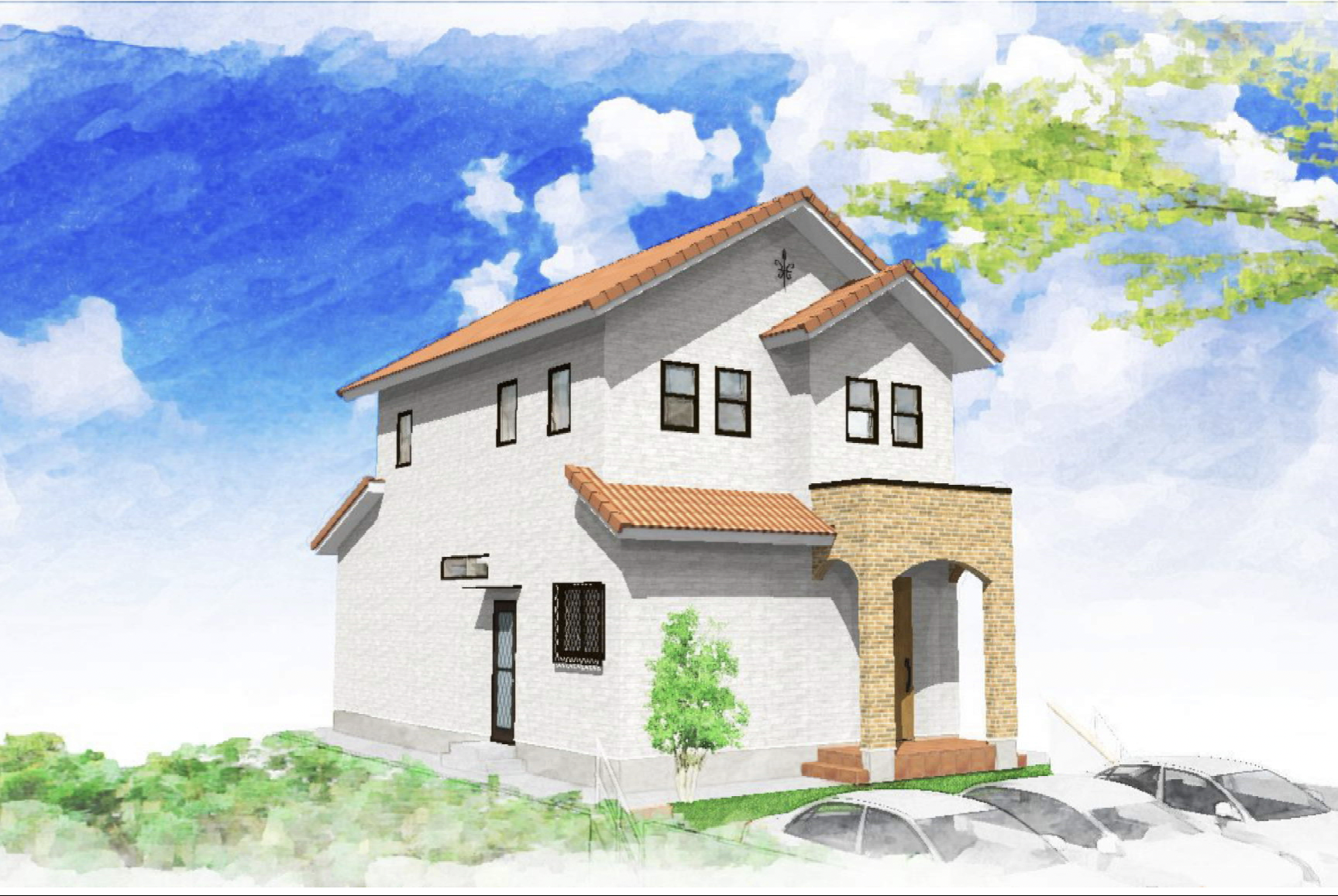 【新築完成見学会＠三木市】５LDK３３坪　王道の家事ラク動線を実現した南欧風住宅